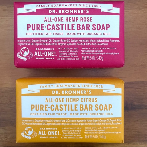 Dr Bronner’s Bars 8 Pure Castile Bar Soaps Scented With Essential Oils - Picture 2 of 5